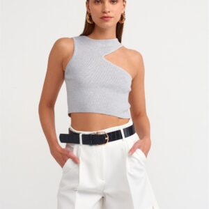 Low-Cut Collar Knitwear Top