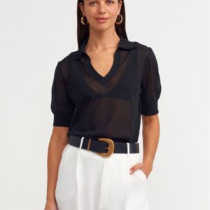 Polo Neck Transparent Blouse