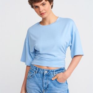 Shirred Crew Neck T-Shirt